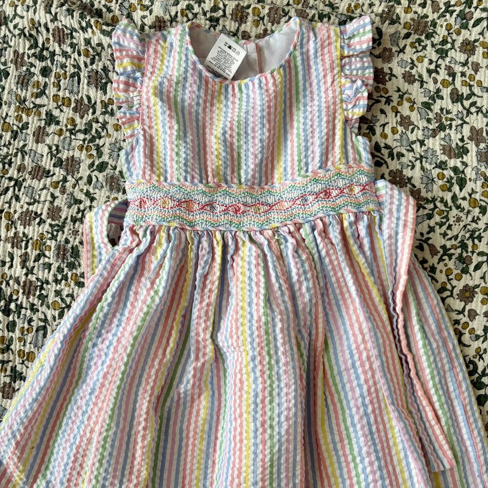 Rainbow Seersucker Tie Dress